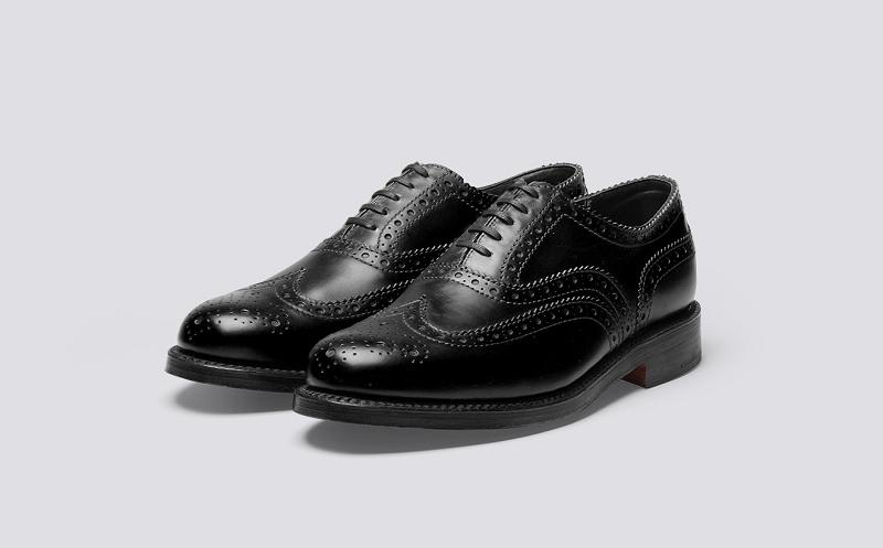 Grenson Albert Mens Brogue - Black Calf Leather with a Leather Sole FK2106